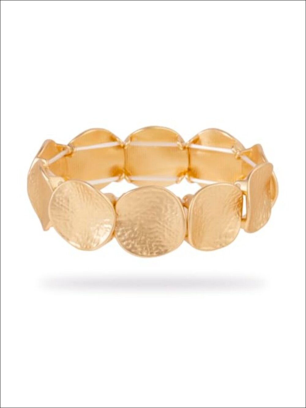 Hammered Vintage Statement Stretch Bracelet Coin Charm Women Gold Tone